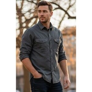 J. Crew Button Down Long Sleeve Shirt Men's Small Gray Cotton Casual Coastal
